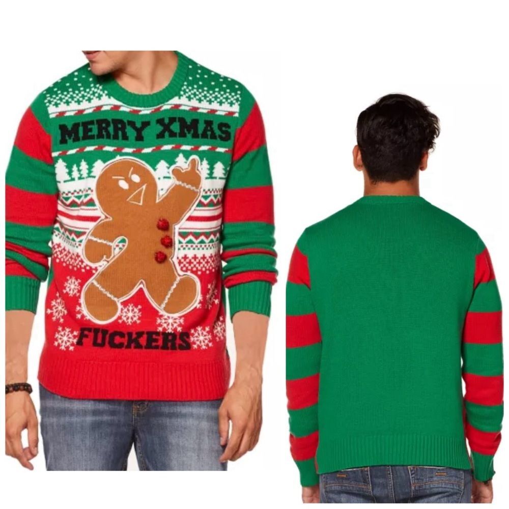 Spencer’s Gingerbread LightUp Merry Xmas F*****s Christmas Ugly Sweater Size XXL